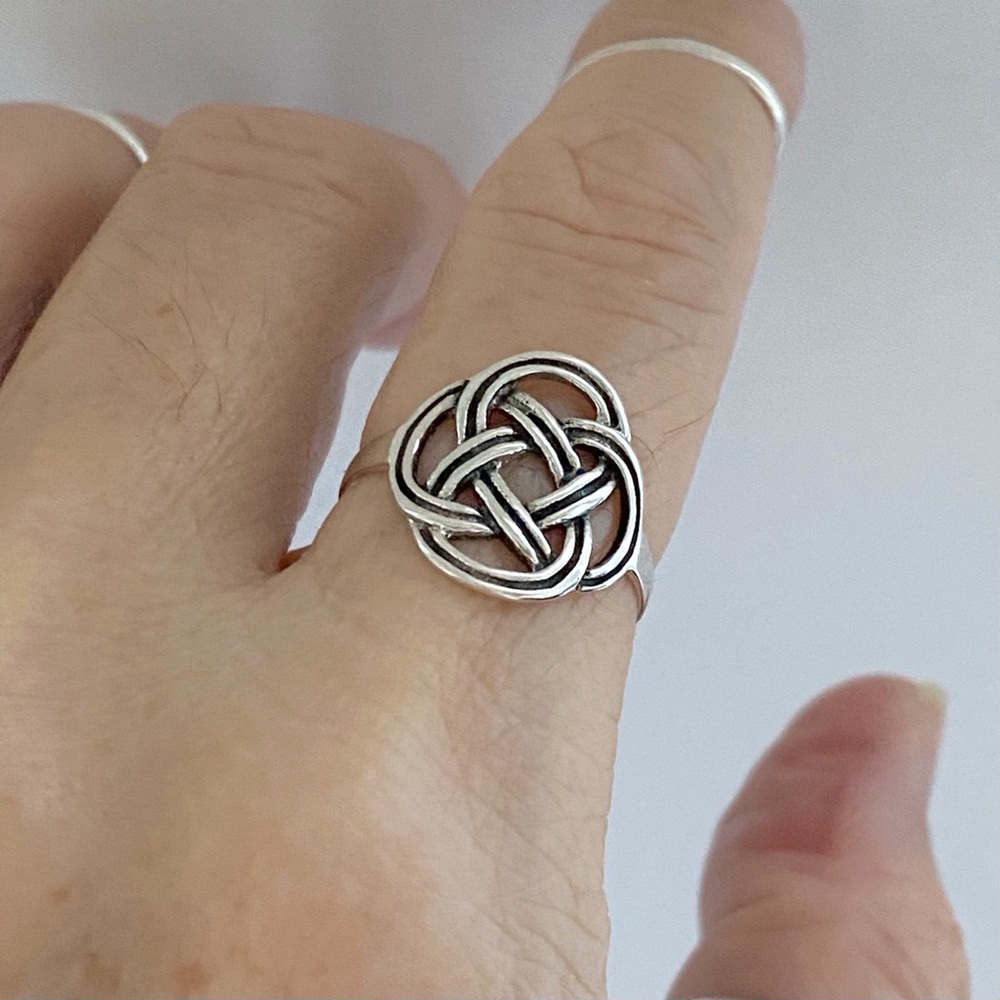 Sterling Silver Round Thin Celtic Ring, Endless K… - image 7